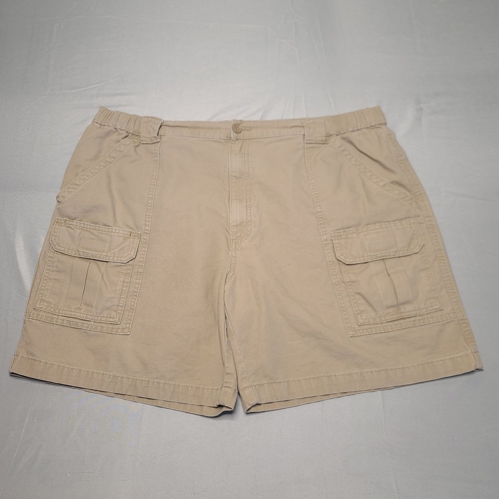 Savane Cargo Shorts Men 42 Khaki Tan Cotton Elastic Waist Utility Hiking Pockets